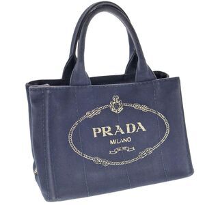 Prada Canapa Tote Bag Handbag Navy Canvas